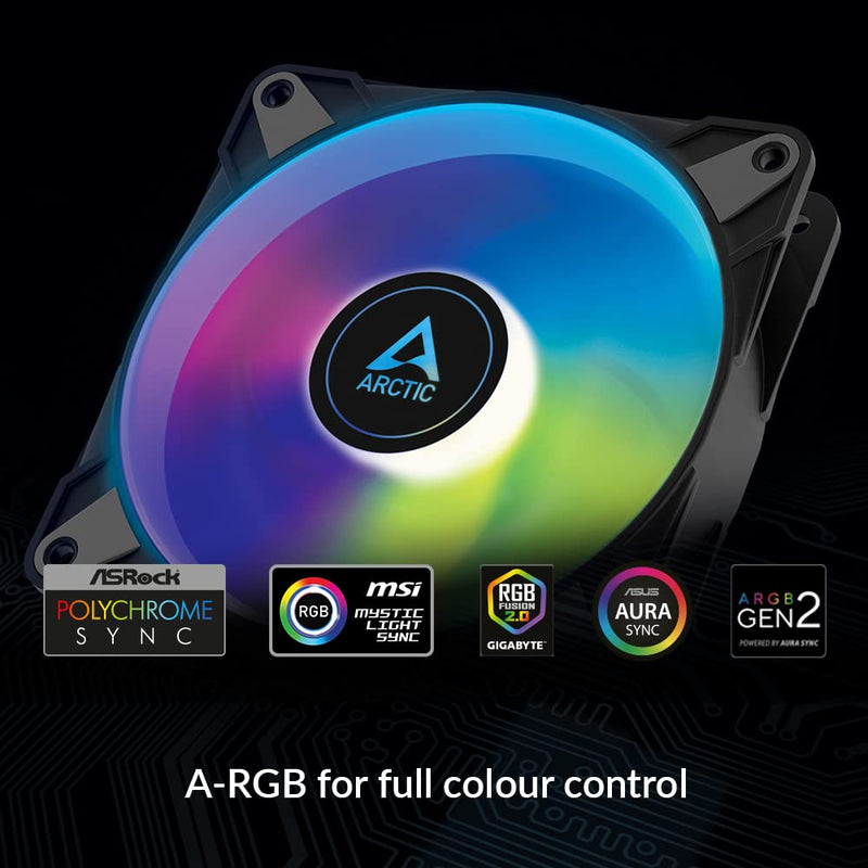ARCTIC P12 PWM PST A-RGB (3 Pack) - PC Fans, 120mm PWM Case Fan Optimized for Static Pressure, Semi-Passive: 200–2000 RPM (0 RPM <5%), 5V 3 pin ARGB LED - Black P12 PWM PST A-RGB, 3 Pack (black)