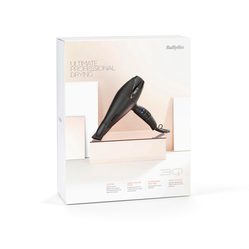 BaByliss Professional 3Q Hair Dryer - Powerful 2200W Blow Dryer, Extra-Fast Air Flow and Ultra-Lightweight, 3 Heat & 2 Speed Settings, Black, 5665U Single
