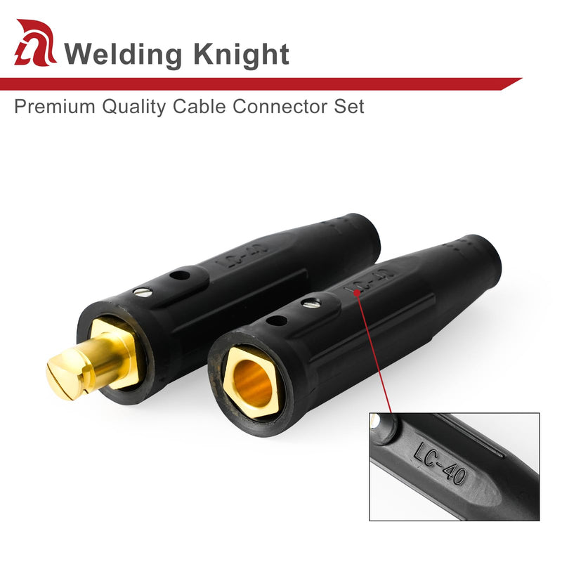 LC40 Welding Cable Connector Set Male and Female for 1/0 Thru 2/0 Cable Capacity 350 Amp 50-70 SQ-MM Black & Red 2-Set