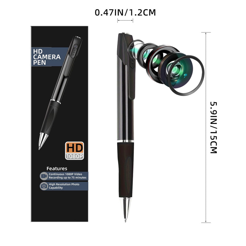 HD 1080P Mini Hidden Camera Pen with 32GB，No WiFi Needed No Audio | One-Button Control Nanny Cam with Video & Photos,70-Minutes Battery,Suitable for Indoor and Outdoor Security and Recording
