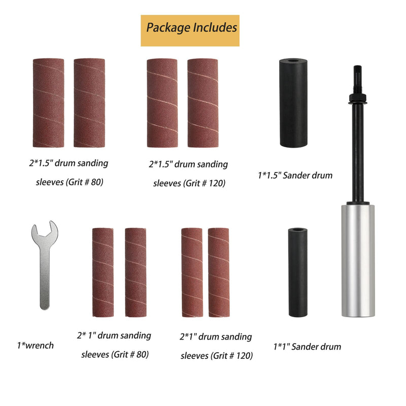 Hand-Held Drum Spindle Sander for Woodworking,Rubber Sanding Drum for Drill (Silvery) Silvery