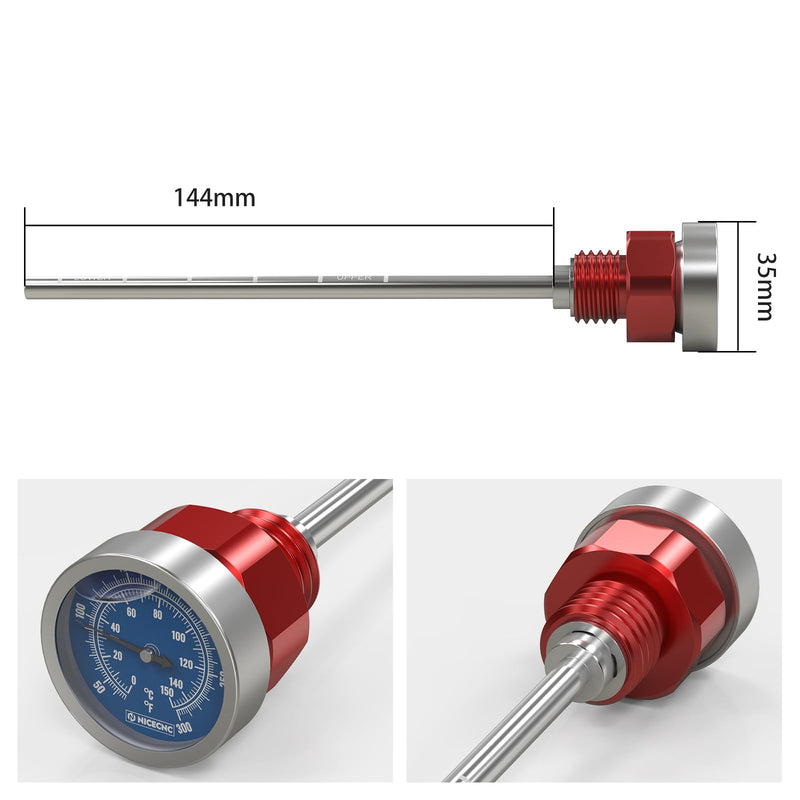 NICECNC Red Oil Level Gauge Dipstick Temperature Compatible with Honda XR650L 1993 1994 1995 1996 1997 1998 1999 2000 2001 2002 2003 2004 2005 2006 2007 2008-2024
