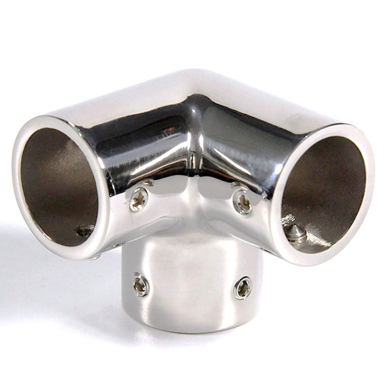 NRC&XRC Marine Grade 316 Stainless Steel Mirror Polished Hand Rail Fitting-90 Degree 7/8inch 1 INCH 3 Way Corner Elbow,1 inch Pipe Hand Rail Tee one piece for 25mm(1") tube