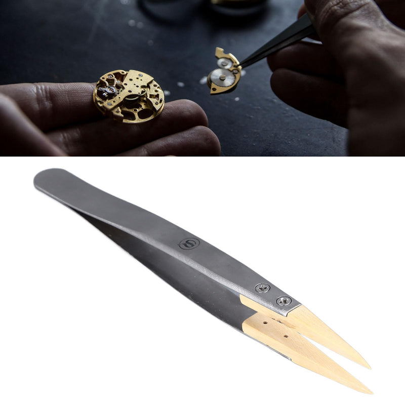Ultra Precision Tweezers Antimagnetic Tweezers Precision Ultra Tweezers with Wooden Tips Watch Repair Tool 27 Size