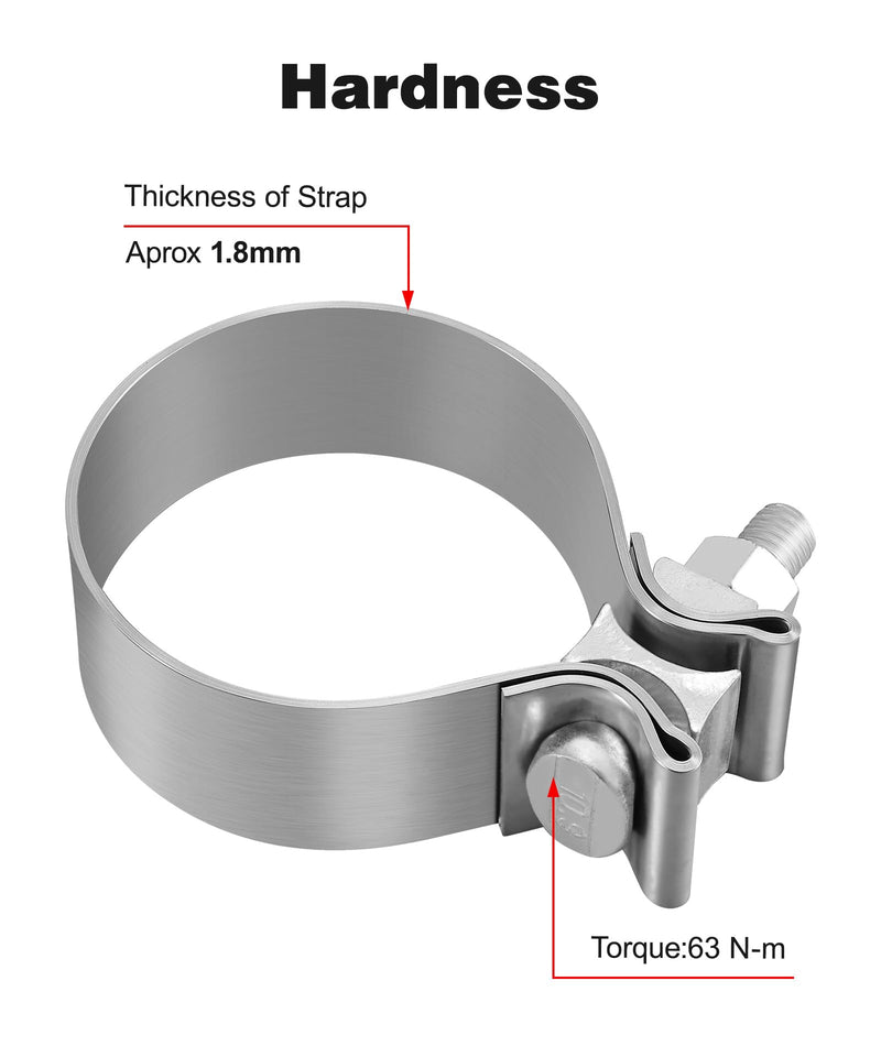 EVIL ENERGY 3.0 Inch Exhaust Clamp,Narrow Band Muffler Clamp Stainless Steel for Pipes,Mufflers,Catalytic Converters 2PCS 2