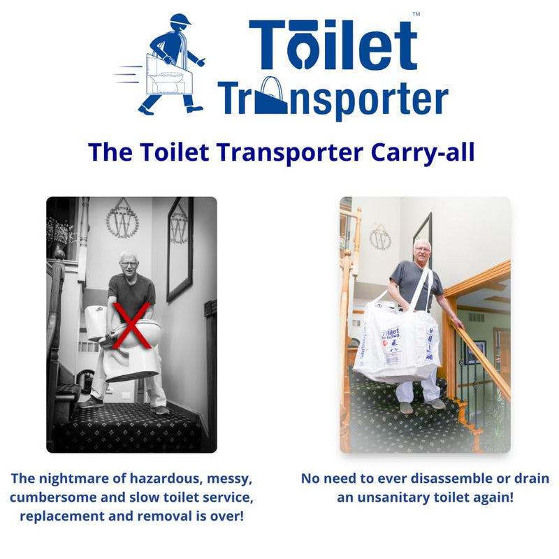 Toilet Bag - Lift, Carry, Store, Service & Remove Toilets | Professional Plumber Carrying Bag | Plumbing Tools & Parts - Flapper, Fill Valve, Flush Handle, Snake, Repair Kit & Wax Ring Plain White Bag