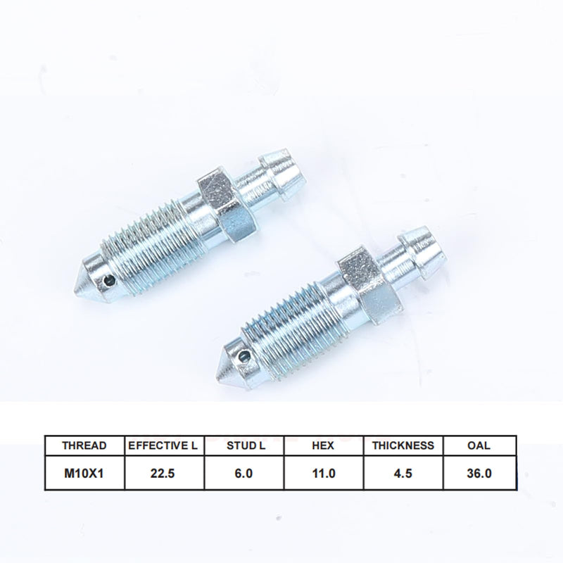 M10 x 1.0 Brake Bleed Nipple Screw Bleeder Fitting Zinc Steel, Pack of 2 M10x1.0
