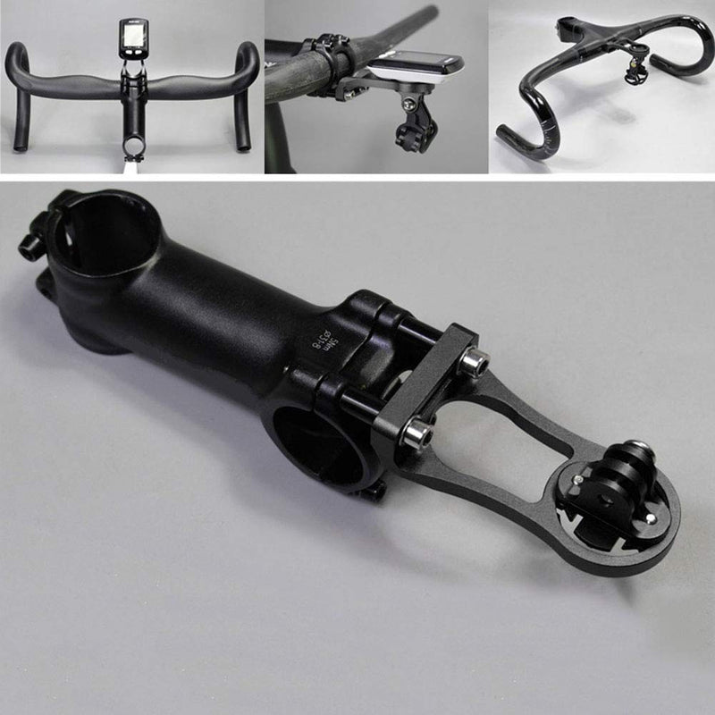 Metal Bike Computer Mount, Adjustable Out Front Bicycle GPS Bracket Holder (Black) Black