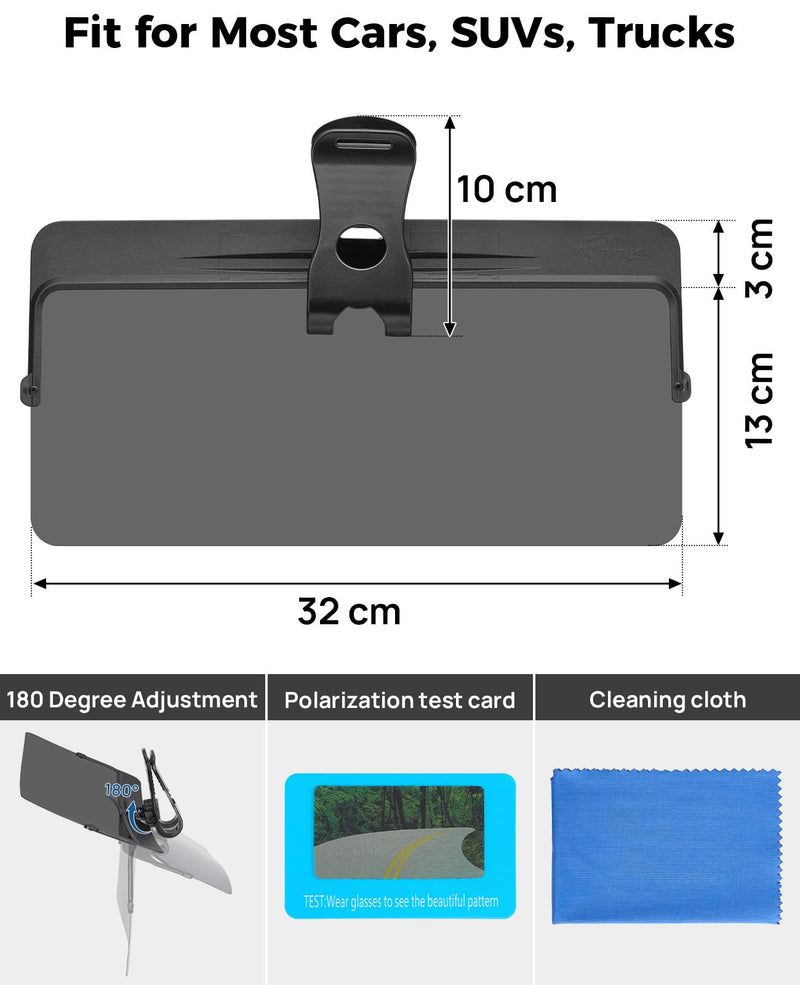 JOYTUTUS Sun Visor for Car, Universal Anti-Glare Polarized Sun Visor Extender Easy to Install, UV400 Car Visor Extension Protect from Glare/UV Ray/Stray Light, Safe Driving for Car Small 1 PACK