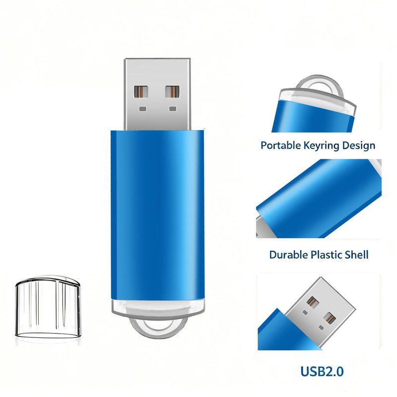 10 Pack 4GB Blue Plastic USB 2.0 Thumb Drives,with LED Indicator | Lightweight plastic shell with LED indicator for easy file transfer flash drive, memory stick, usb stick and pendrive. 10 Pack Plastic USB Blue