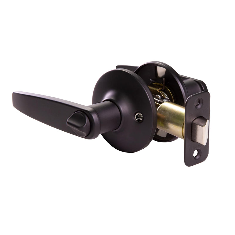 Design House 779140 Delavan Privacy Bed and Bath Door Lever Matte Black Bed & Bath Lock