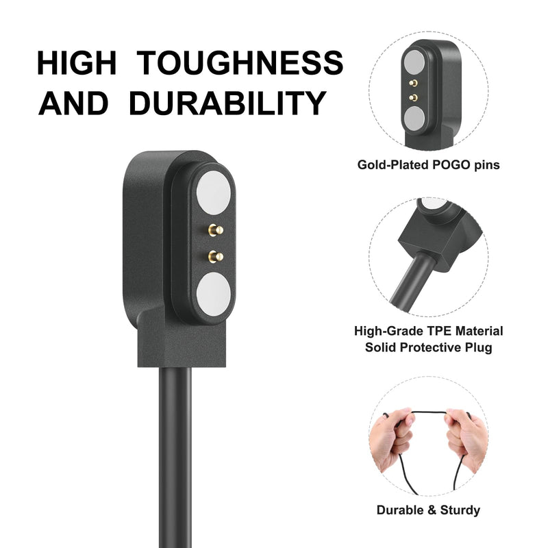 2-Pack Compatible for BIGGERFIVE Brave 2 Smartwatch Charger, Replacement USB-A/USB-C Charging Cable Cord for BIGGERFIVE BW02&BW01