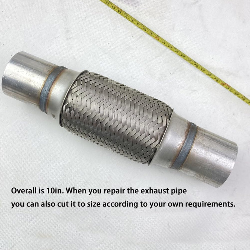 2Inch Flex Pipe Exhaust 51mm Flexible Exhaust Connector/Universal Flex Pipe Coupler with Extension/Inner Braid 10Inch Length (2In) 2In