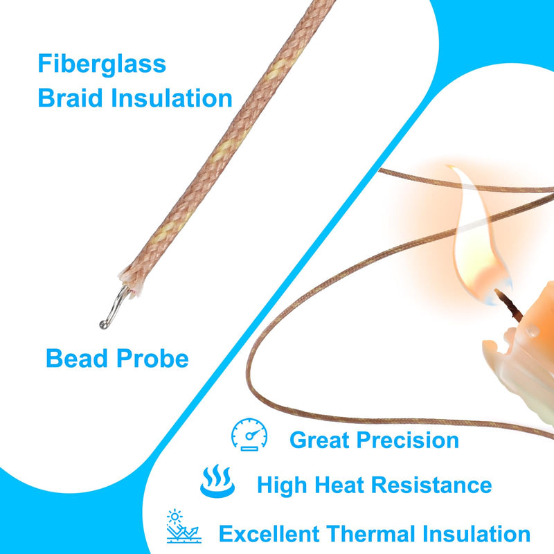DROK High Accuracy K Type Thermocouple Probe - 5 Pack Type K Temperature Probes & Sensors for Thermocouple Thermometer, 2 Meters Long Measure Range -40°C~480°C (-40°F~896°F) 2m