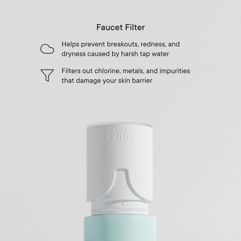 Qure Skincare Faucet Filter Refill - Replacement Cartridge for Faucet, 99% Chlorine Reduce, Clinically Tested - Black, 3-Month Supply (1 Piece)
