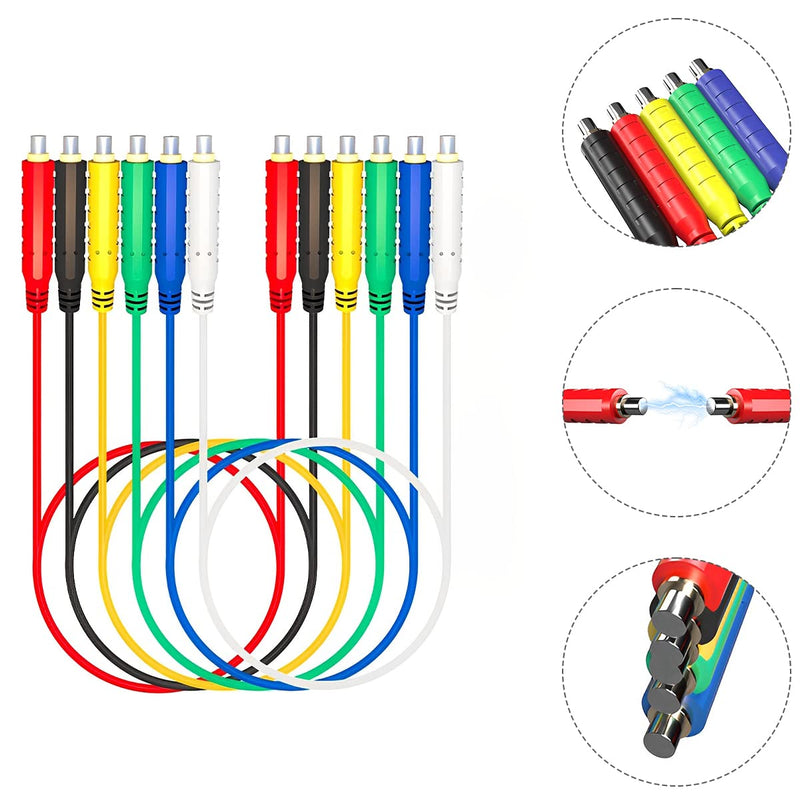 Magnetic Test Leads, 6Pcs Silicone Soft Flexible Magnetic Jumper Wires, 30V AC/5A 20AWG Professional Low Voltage Magnetic Jumper, Professional Jumper Cables for Thermostats, Sensors(1 Set) 1 Set