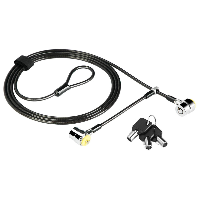 Daul Head Twin Cable Lock Lock for Laptops，Monitor 3 Keys 6.7Foot Lock Two Devices At The Same Time Black Twin head