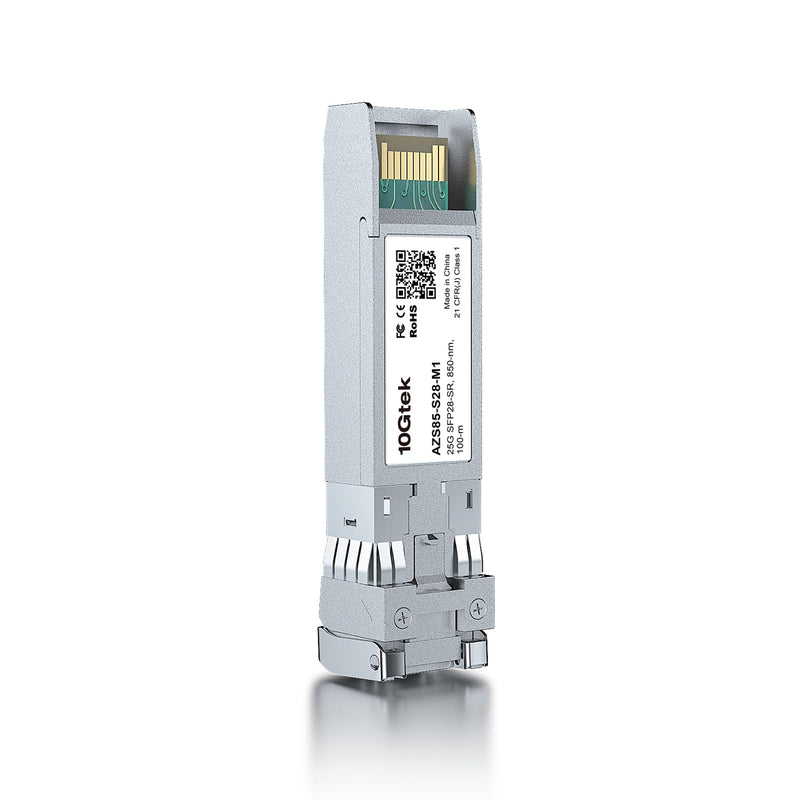 10GTEK 25G SFP28 SFP+ SR Transceiver, 25GBase-SR Duplex LC MMF Optical Module for Intel E25GSFP28SR, 850nm, DDM, up to 100m 25GBase-SR: 100m 1