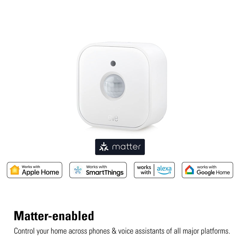Eve Motion (Matter) - Smart motion sensor with light sensor, IPX3 water resistance, automatic activation of lights and devices, Thread