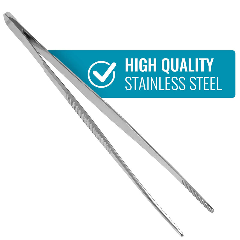 MABIS Stainless Steel Dressing Forceps, 5.5 Inch Serrated Thumb Forceps for Medical, Veterinary, First Aid, Lab, and Precision Tasks, Strong Grip 5.5 Inch (Pack of 1)