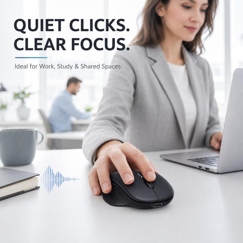 INPHIC Wireless Mouse for Laptop, 2.4G Rechargeable Computer Mouse 2400DPI | Quiet Office Cordless USB Mice with Nano Receiver Lightweight Adjustable DPI, Portable Travel Slim Mouse for PC, Mac, Tablet