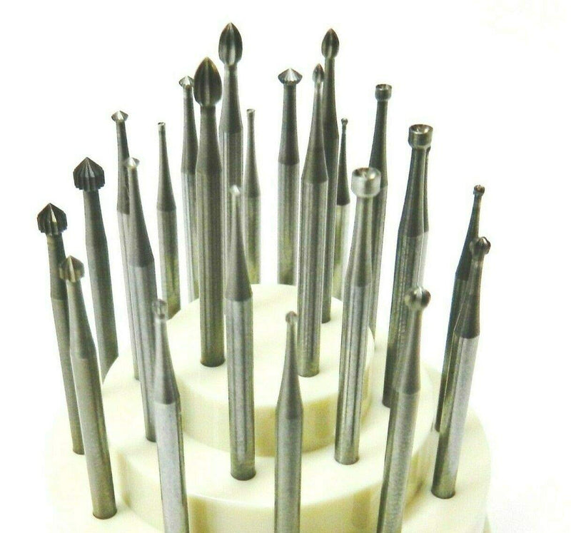 JTS Jewelry Making Round, Stone Setting, Cup Burs, Hart and Bud Bur Set 24 Piece Assortment Jewelers Setting Burr Made in Switzerland