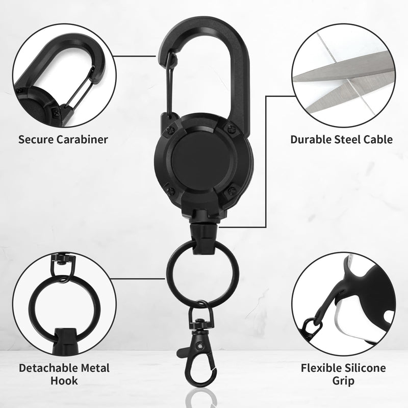 HOTEMIA Retractable Phone Tether with Steel Cable, Anti-Drop & Anti-Theft Phone Strap for Hiking,Shopping and Travel Black