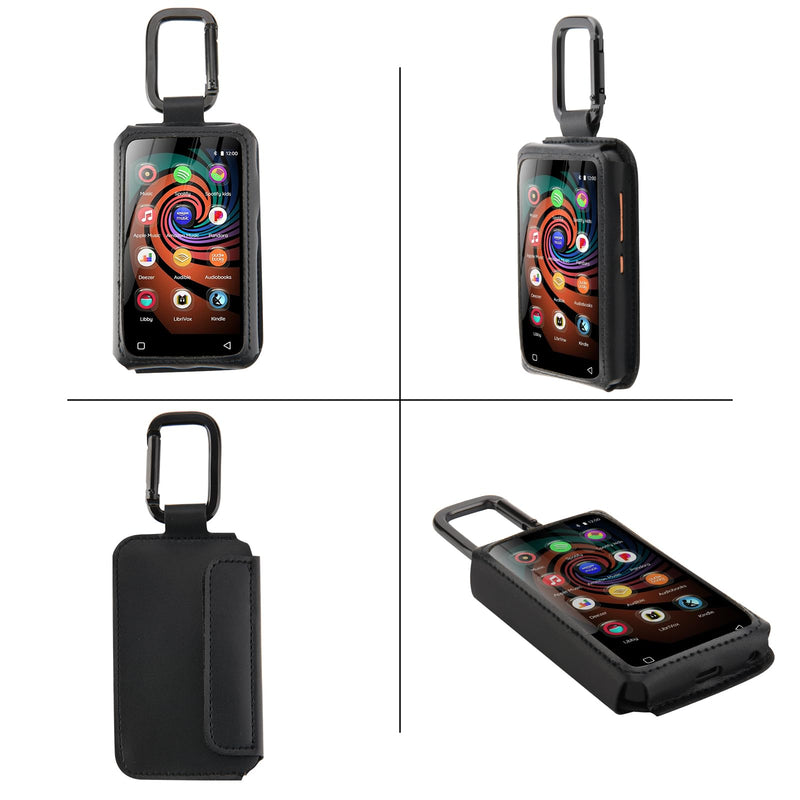 MP3 Player Case Compatible with INNIOASIS G1 and INNIOASIS G3 Player, PU Travel Pouch MP3 Storage Bag with Metal Carabiner and Clear Window, Case Only