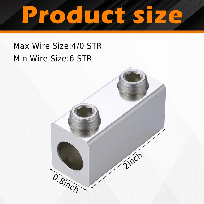 Blulu 4 Pack 4/0-6 AWG Dual Rated Splicer, Aluminum Splice/Reducer, Mechanical Connector, Ground Wire Connector, Silver