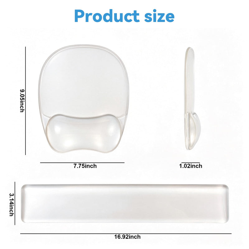 Gel Wrist Rest for Keyboard,Clear Keyboard Wrist Rest and Gel Mouse Pad Set | Ergonomic Gel Wrist Rest,Anti-Slip Keyboard Wrist Support and Mouse Wrist rest for Desktop Relieve Pain(Clear) Clear