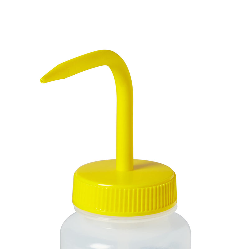 United Scientific™ UniSafe™ Laboratory Grade Wide Mouth LDPE Vented Chemical Wash Bottle, Sodium Hypochlorite, 500mL (16oz), 4-Color, Pack of 6