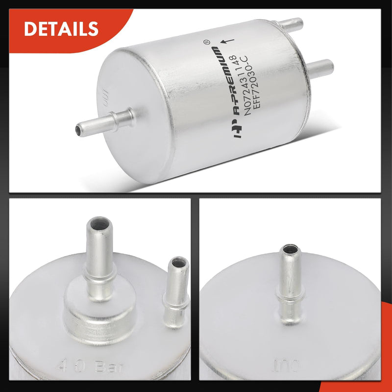 A-Premium Fuel Filter Compatible with Audi A4 2005-2007, A4 Quattro 2005 2007 2009, A6 2008-2011, A6 Quattro 2007-2009 2010, A8 Quattro 2009, R8 2009-2012, RS4, S6, S8, 1.8L 2.0L 3.2L 4.2L 5.2L