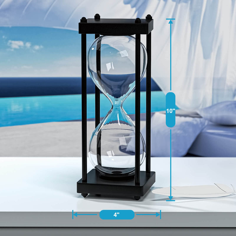 Empty Hourglass Fillable, 10 Inch Large Black Wooden Frame DIY Sand Timer, Unity Sand Hourglass for Wedding Ceremony Set, Without Sand Clock, Antique Hour Glass Sandglass for Desk Home Office Decor Empty