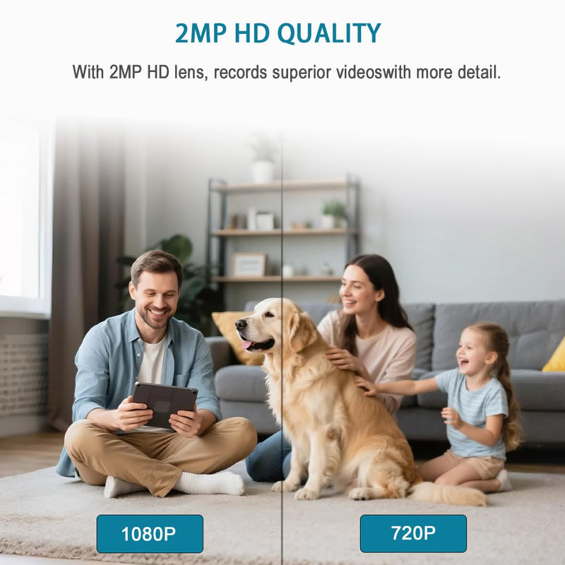 Two Way Video Camera,Indoor Home Security Cameras Baby Monitor Pet Dog Camera with Phone App,Motion for Elderly/Nanny/Pet/Dog/Baby,Audio Calling Device Pan Til,Motion Detection Button Dialing