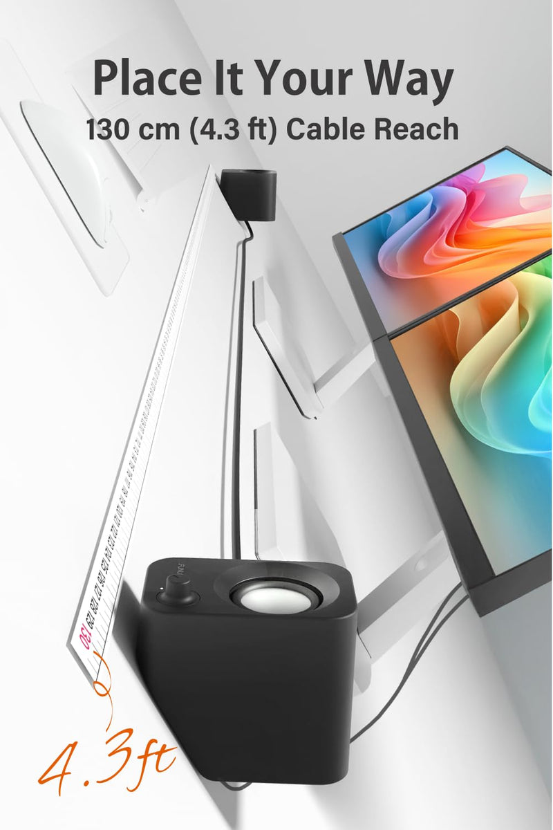 Speaker - 14W Stereo PC Speakers, USB Powered, Compact Size with 30° Tilt Design, Volume Dial Control, for Desktop, Laptop, Monitor, Gaming Consoles, Black