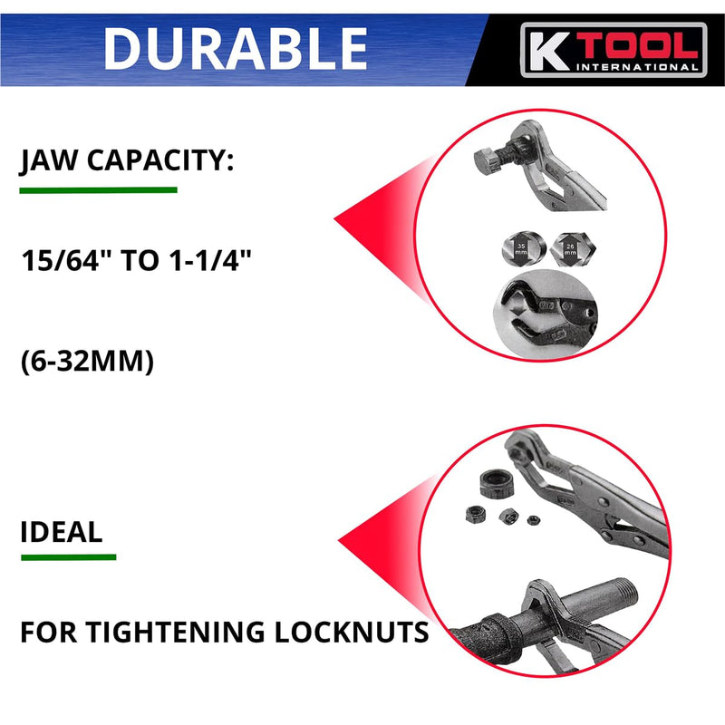 K Tool International 54053 Parrot Nose Adjustable Pliers, Non Slip Three Side Jaw Grip, Chrome Molybdenum Steel Construction, File Cut Gripping Surface, Heavy Duty Hand Tool