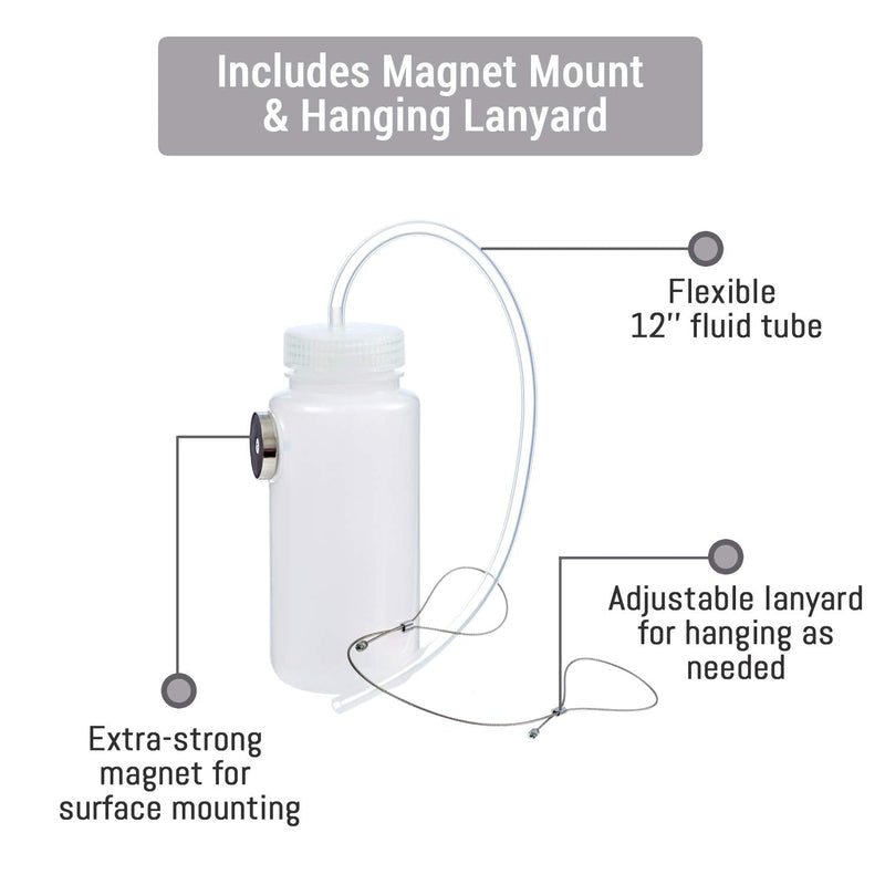 Mission Automotive Brake Bleeder Kit - 16 Oz, White - Brake Fluid Bleed Kit & Magnetic Bleeder Bottle with Lanyard