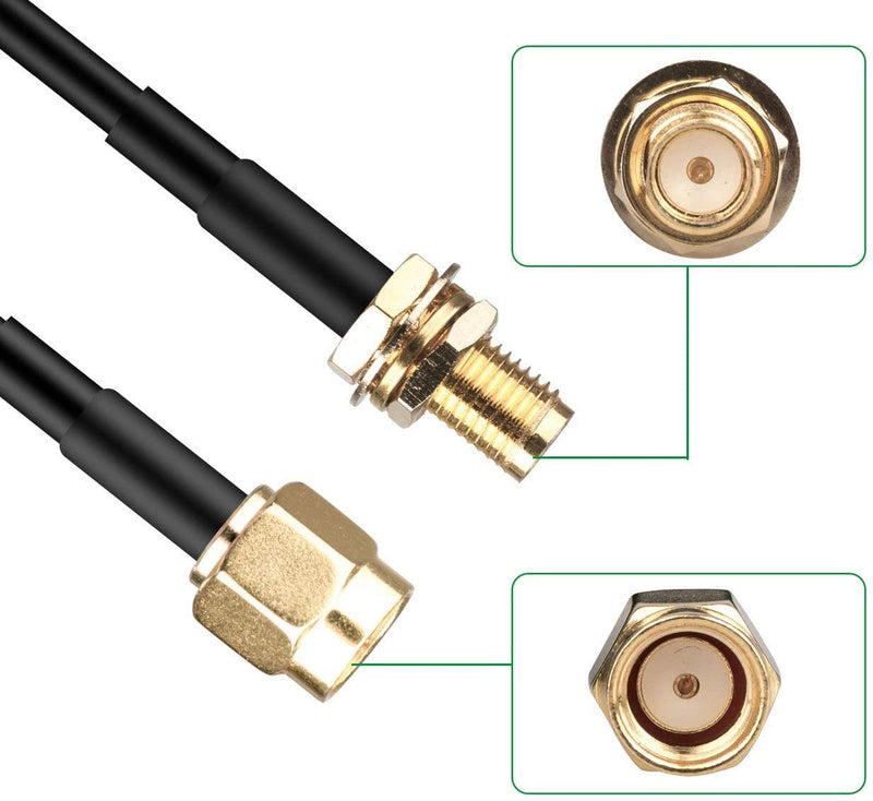 5-Pack 16ft WiFi Antenna Extension Coaxial Cable RP-SMA Male to RP-SMA Female for WiFi LAN WAN Router Bridge Antenna Security IP Camera Signal Booster Repeater Wireless Network Card Adapter