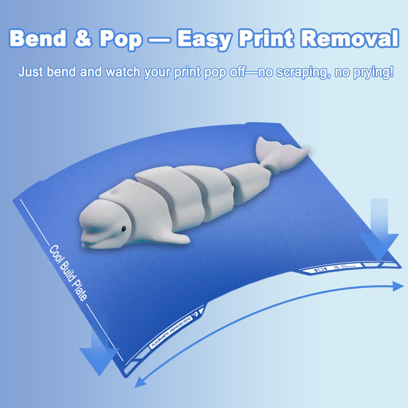 355x346mm Cold Build Plate for Bambu Lab H2S H2D, Double-Sided Textured Spring Steel Sheet, Easy Print Removal Low Temp Heated Bed with QR Code 355*346mm