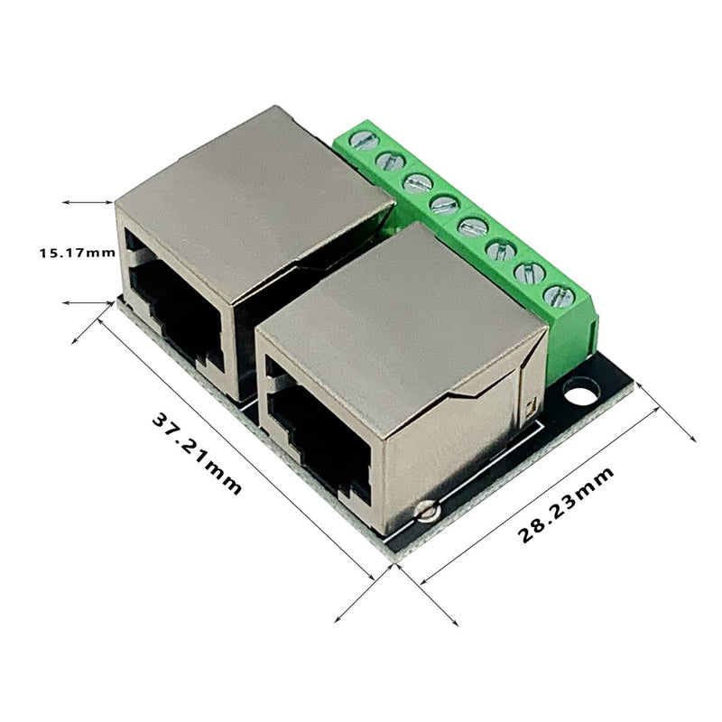 2PCS RJ45 Ethernet Dual Female Terminal Breakout Board,3.5mm Pitch 8Pin RJ45 Screw Connector Board Network Adapter Terminal Dual RJ45 interface