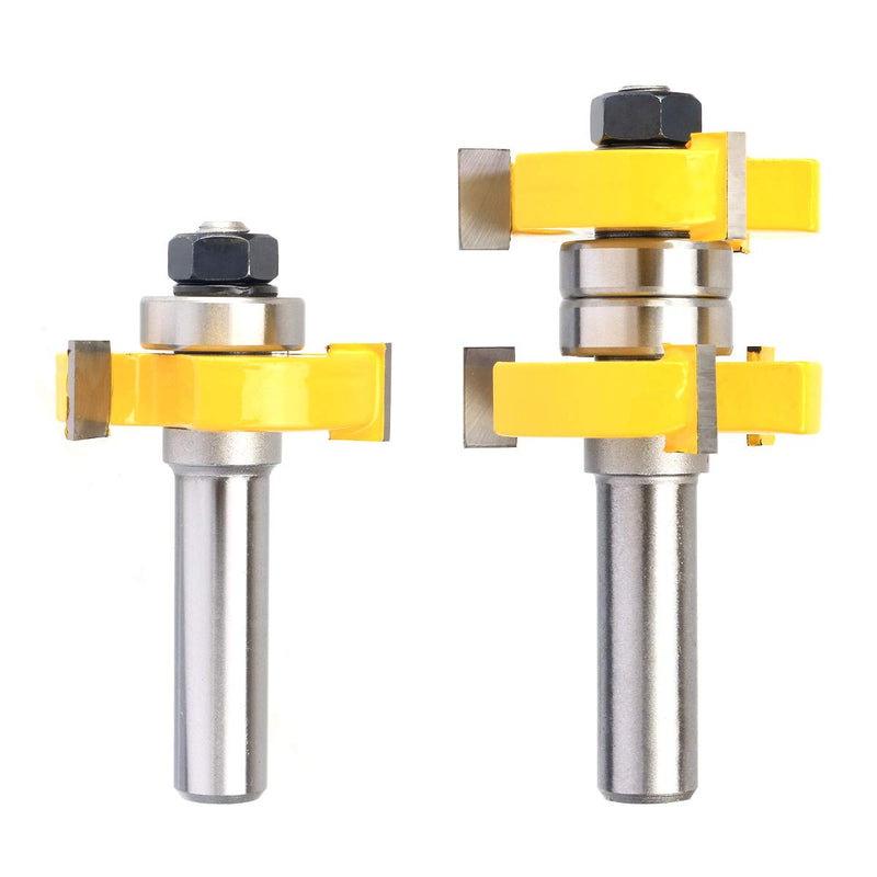 Adjustable Tongue and Groove Router Bit Set 1-1/2" Stock Woodworking Cutting Milling Tools 1/2 Inch Shank
