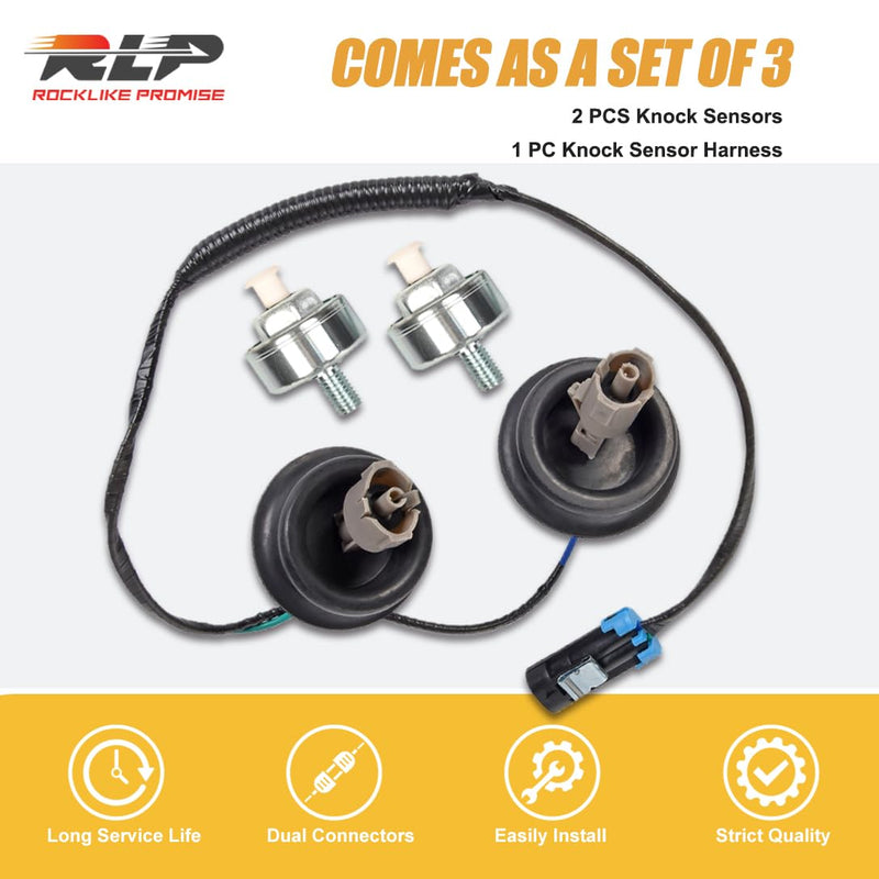 RLP Knock Sensor Kit with Wiring Harness Compatible with Chevy Camaro Corvette Express Silverado 1500 2500 3500 Suburban Tahoe GMC Sierra 1500 2500 3500 Yukon Replaces 12601822 12589867 917-033