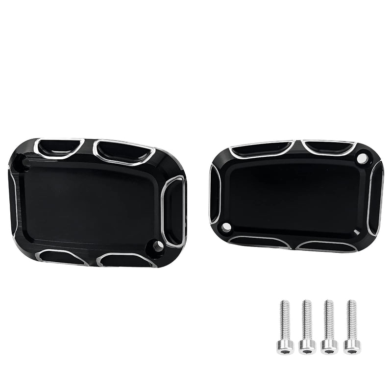 Motorcycle Brake Clutch Master Cylinder Covers Aluminum Left and Right Brake Reservoir Cylinder Cover for Harley Touring Street Electra Glide Road King & Tri Glide Ultra Classic