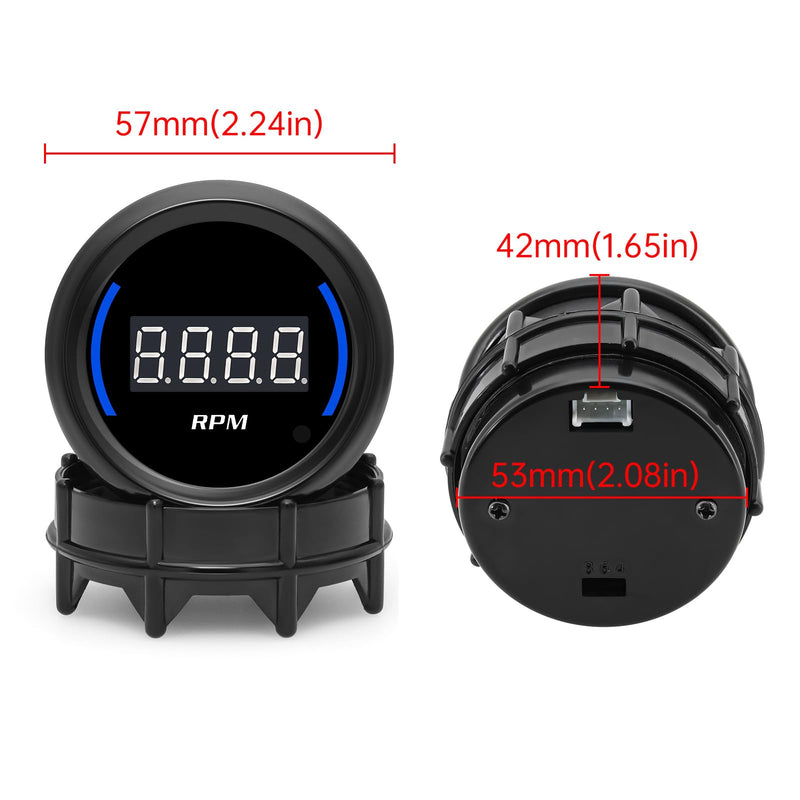 ARTILAURA 2" 52mm Tachometer 0-9000 RPM Gauge Blue Digital Tacho Meter for 12V Universal Car Auto