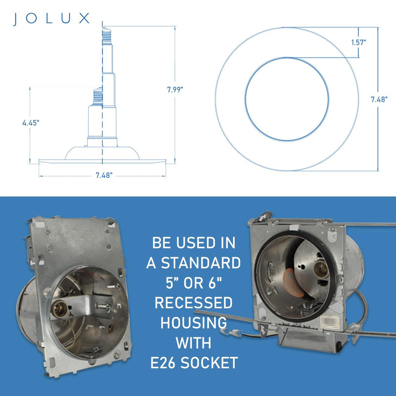 Jolux 4-Pack 5/6" LED Can Lights Retrofit Recessed Lighting,12W=60W,2700K SoftWhite,800 Lumens,Dimmable Adjustable Retrofit Downlight,ETL,Damp Rated,Simple Installation Can Lights,Bevel Trim 2700K(Soft White) 5/6" 12W_4Pack