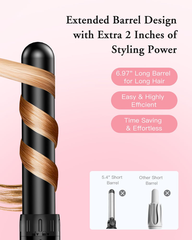  [AUSTRALIA] - BESTOPE PRO Hair Curler 6-in-1 Curling Wand Set, Curling Iron with 2 Temperature Control, Curling Tongs with Heat-Resistant Glove and 2 Hair Clips Black 6 in 1