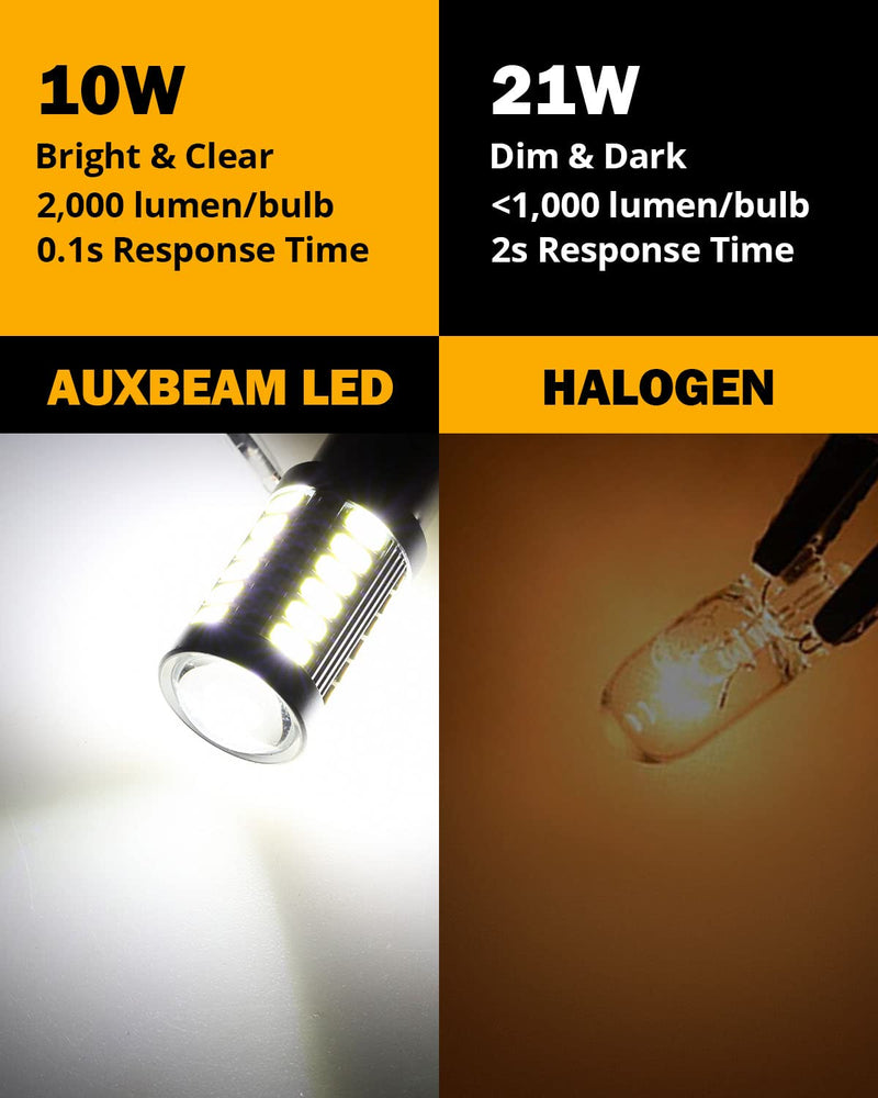 Auxbeam T25 3156 3157 LED Bulbs, 6500K White, Super Bright 4114 3057 4157 3457 4057 LED Backup Reverse Lights for Cars Trucks Motorcycles, 3030-SMD 12V, Pack of 2 Xenon White