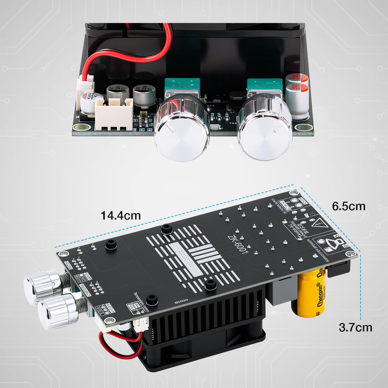 ZK-6001 600W Active Subwoofer Amplifier Board TPA3225 Mono Pure Power Amplifier with Frequency Volume Adjustment for Home Car DIY Audio System