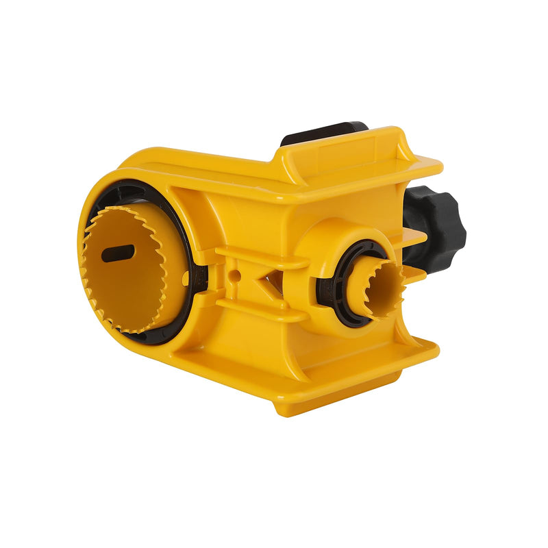 Door Lock Installation Kit - C-Clamp Design Tool-Free Clamping for Metal & Wood Doors, 2 Adjustable Bushings, with Bi-Metal Hole Saw & Anti-Warp Backing Plates (Yellow) Yellow