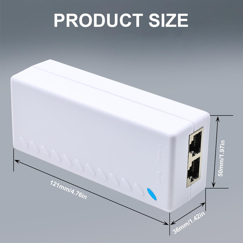 Gigabit PoE+ Injector – Converts Non-PoE to PoE+ (802.3af/at), 30W Power, Plug & Play, Up to 328ft (100m) Range, UL Certified, White – Ideal for IP Cameras, VoIP Phones & More